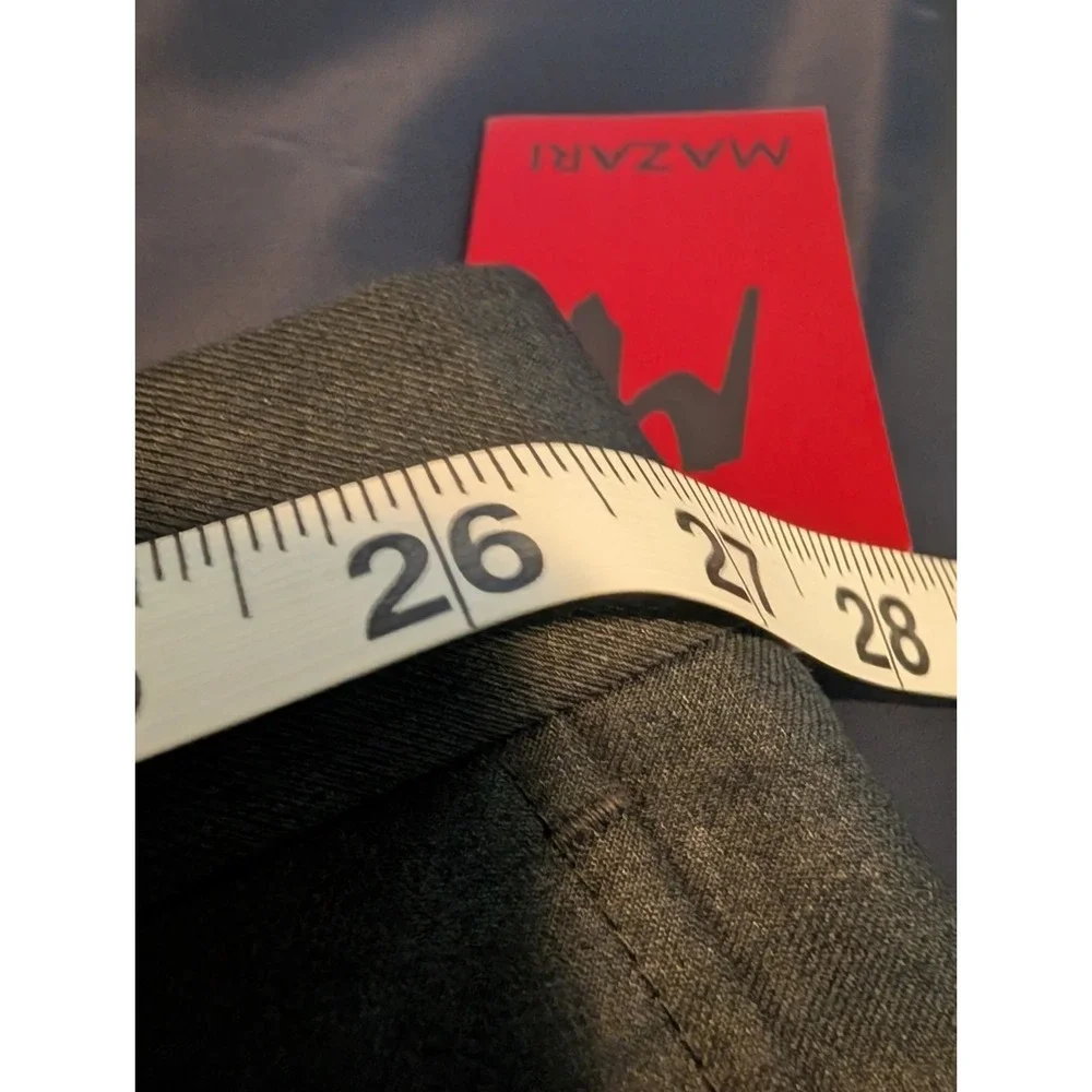 Mazari Dress Pants Mens 34 Gray Slim Flat Front Straight Leg Twill Lined